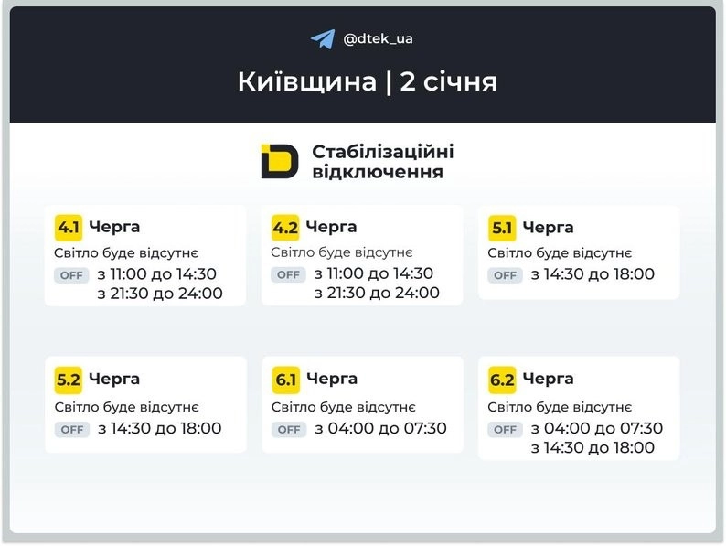 Київ і область сьогодні зі світлом за розкладом: діють стабілізаційні відключення