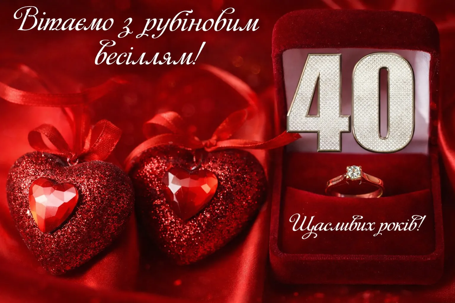Привітання з 40 роками рубінового весілля