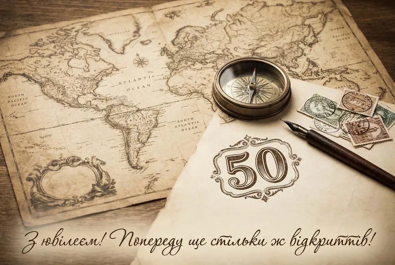 листівки з ювілеєм мужчині 50