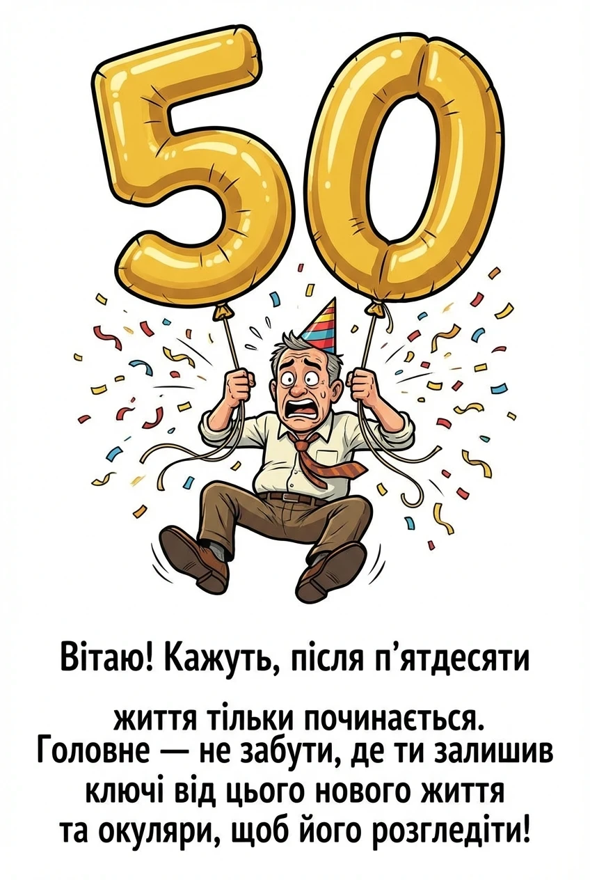 листівки з ювілеєм мужчині 50