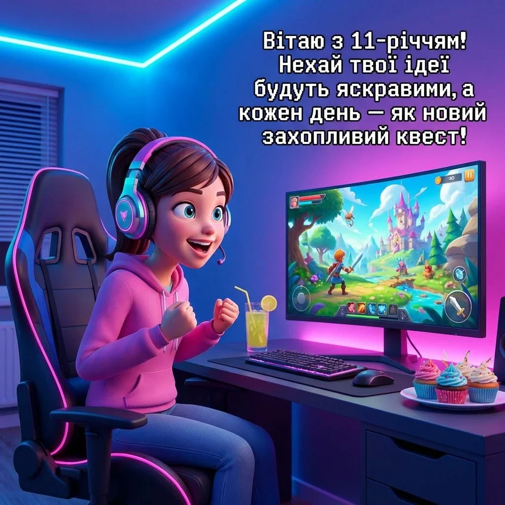 з днем народження 11 років дівчинці