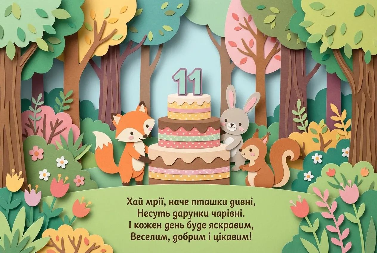 з днем народження 11 років дівчинці