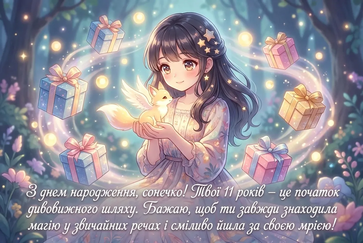 з днем народження 11 років дівчинці