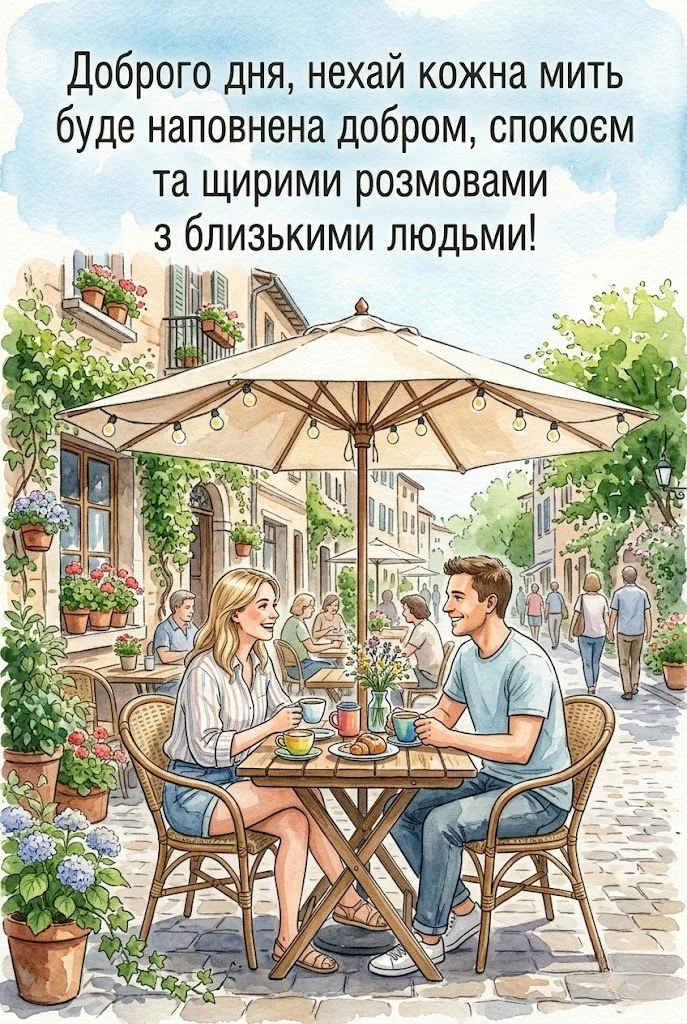 Листівки доброго дня та найтепліші побажання для гарного настрою у картинках