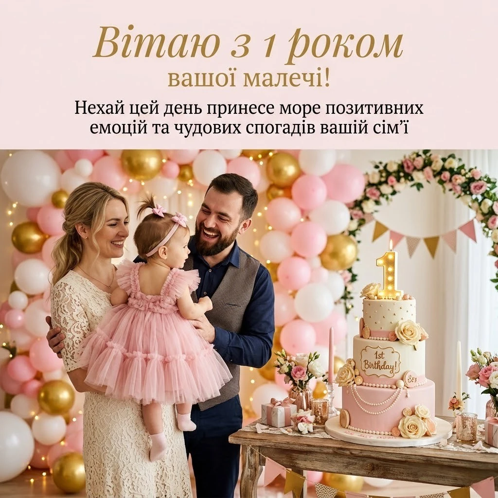 Найкращі побажання для батьків на перший день народження донечки