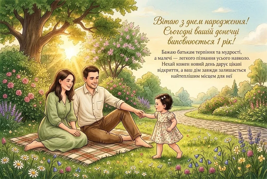 Найкращі побажання для батьків на перший день народження донечки