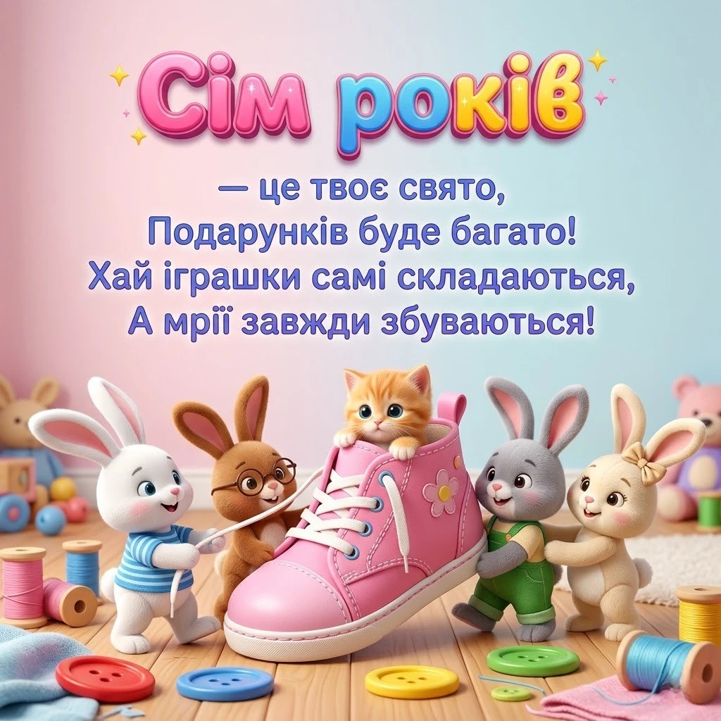 Привітання з днем народження дівчинці на 7 років