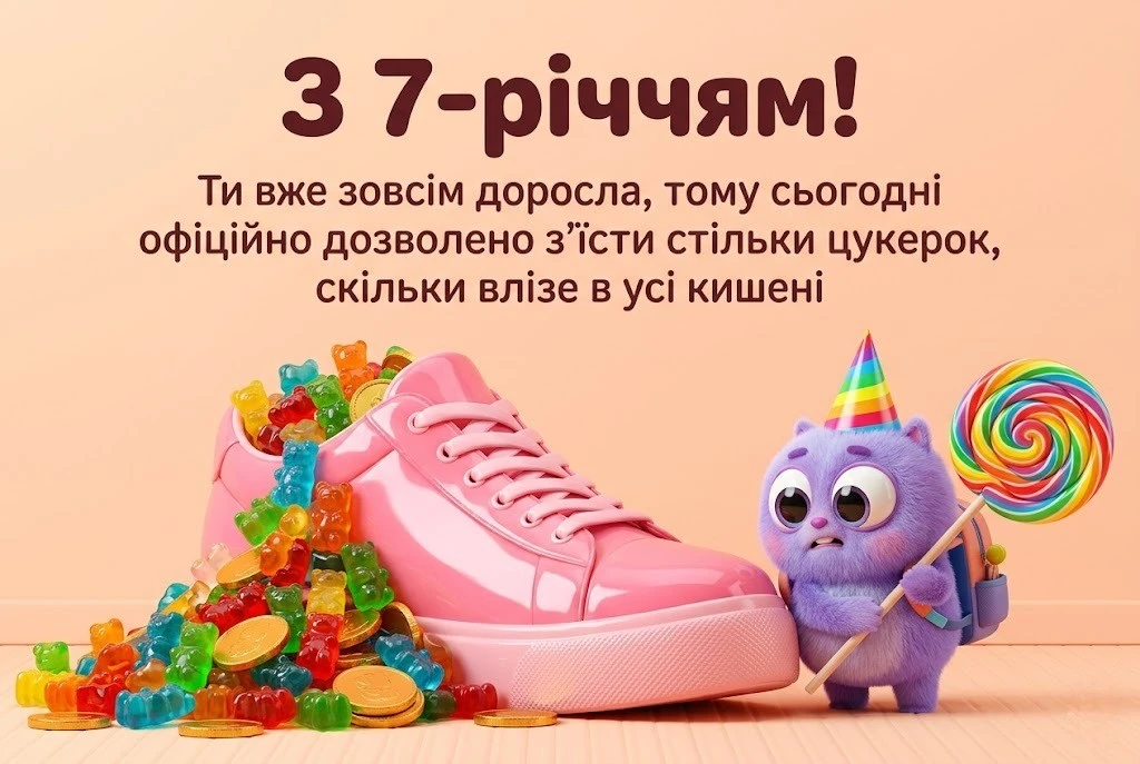 Привітання з днем народження дівчинці на 7 років