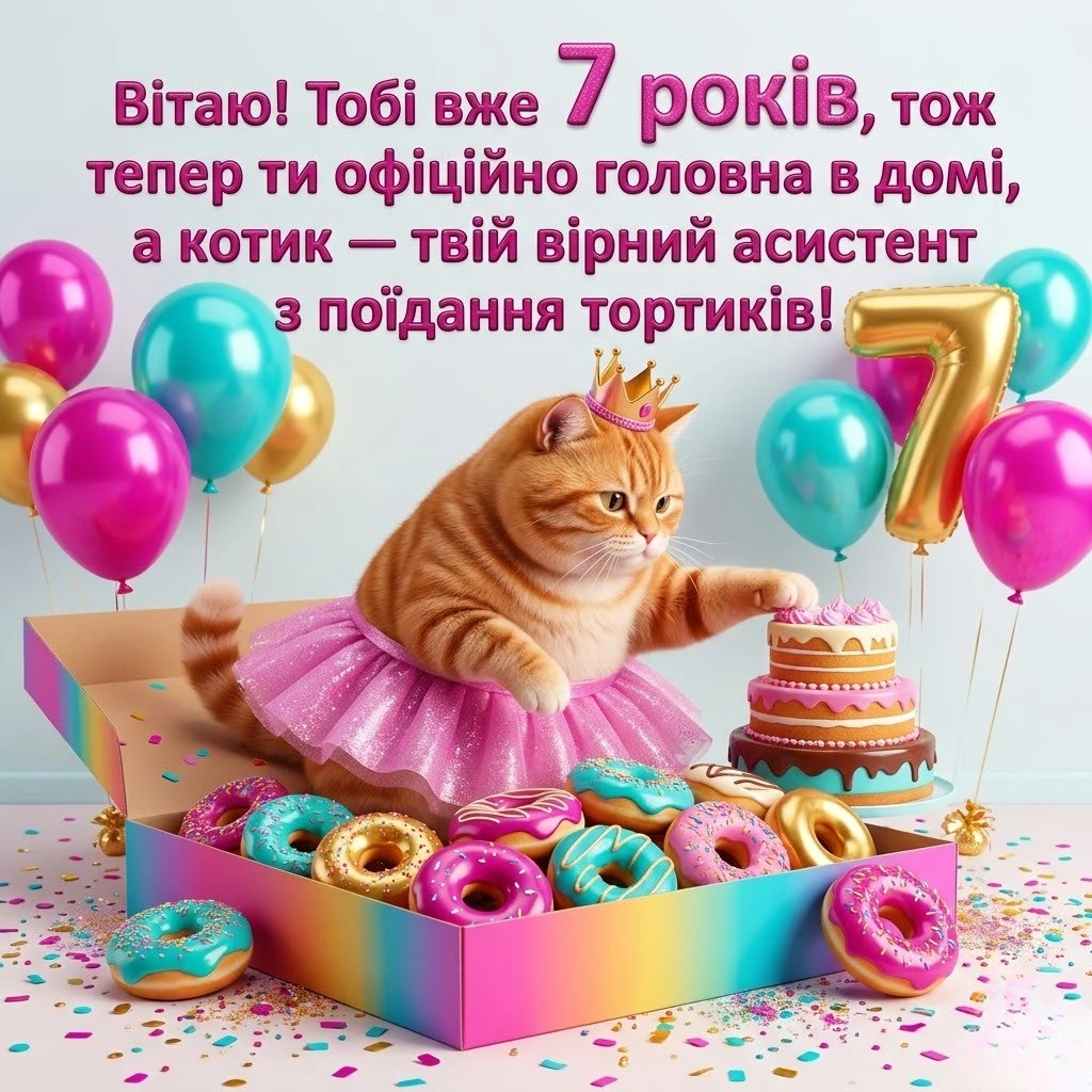 Привітання з днем народження дівчинці на 7 років