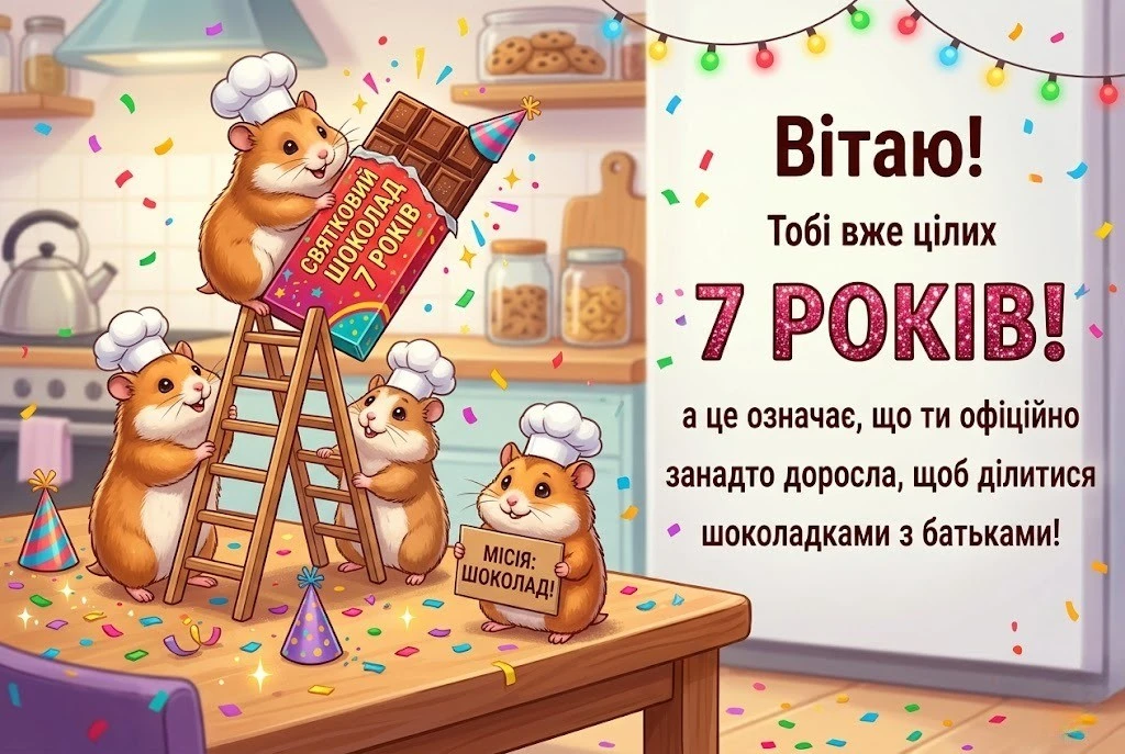 Привітання з днем народження дівчинці на 7 років