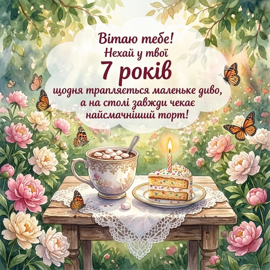 Привітання з днем народження дівчинці на 7 років