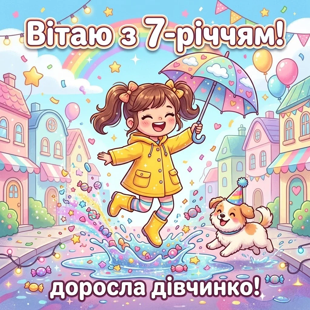 Привітання з днем народження дівчинці на 7 років