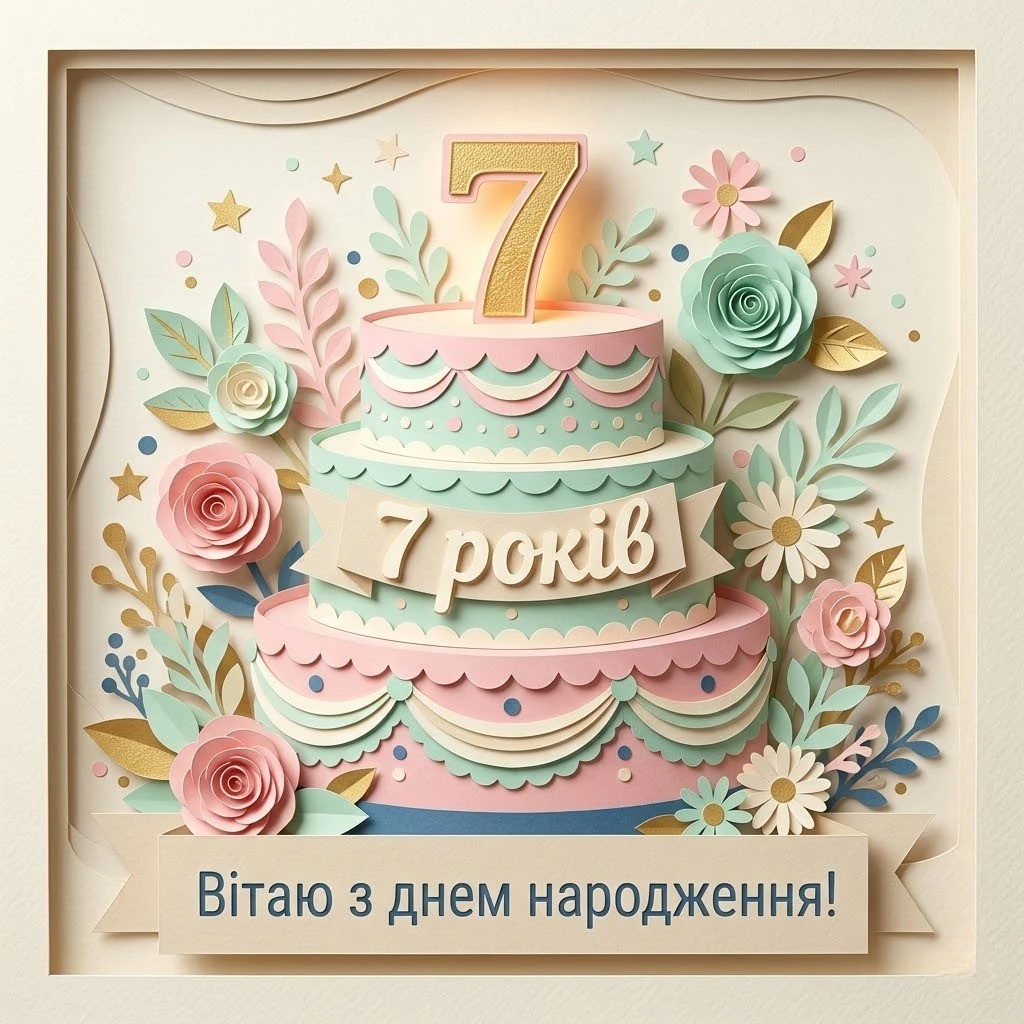 Привітання з днем народження дівчинці на 7 років