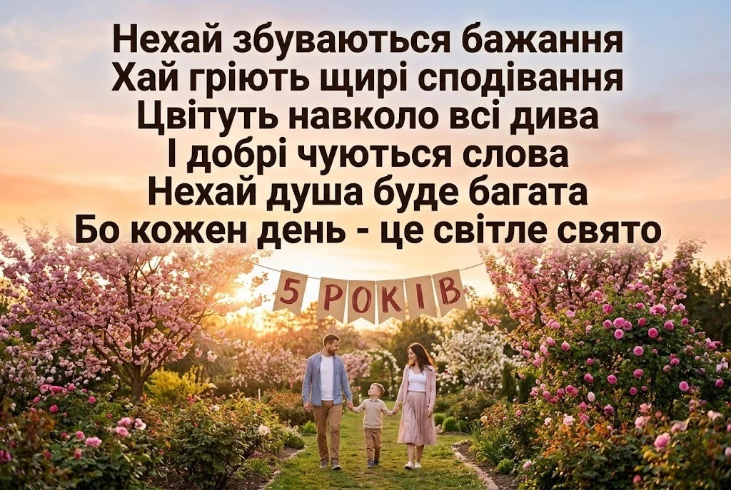 Привітання з 5-річчям сина: від душі, своїми словами та у віршах