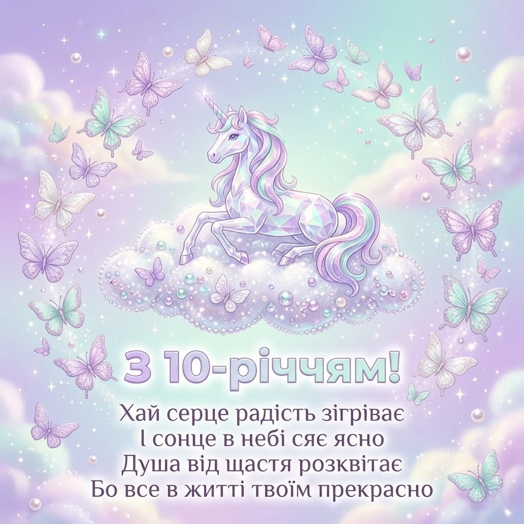 Чудові картинки з днем народження дівчинці на 10 років для соцмереж та месенджерів