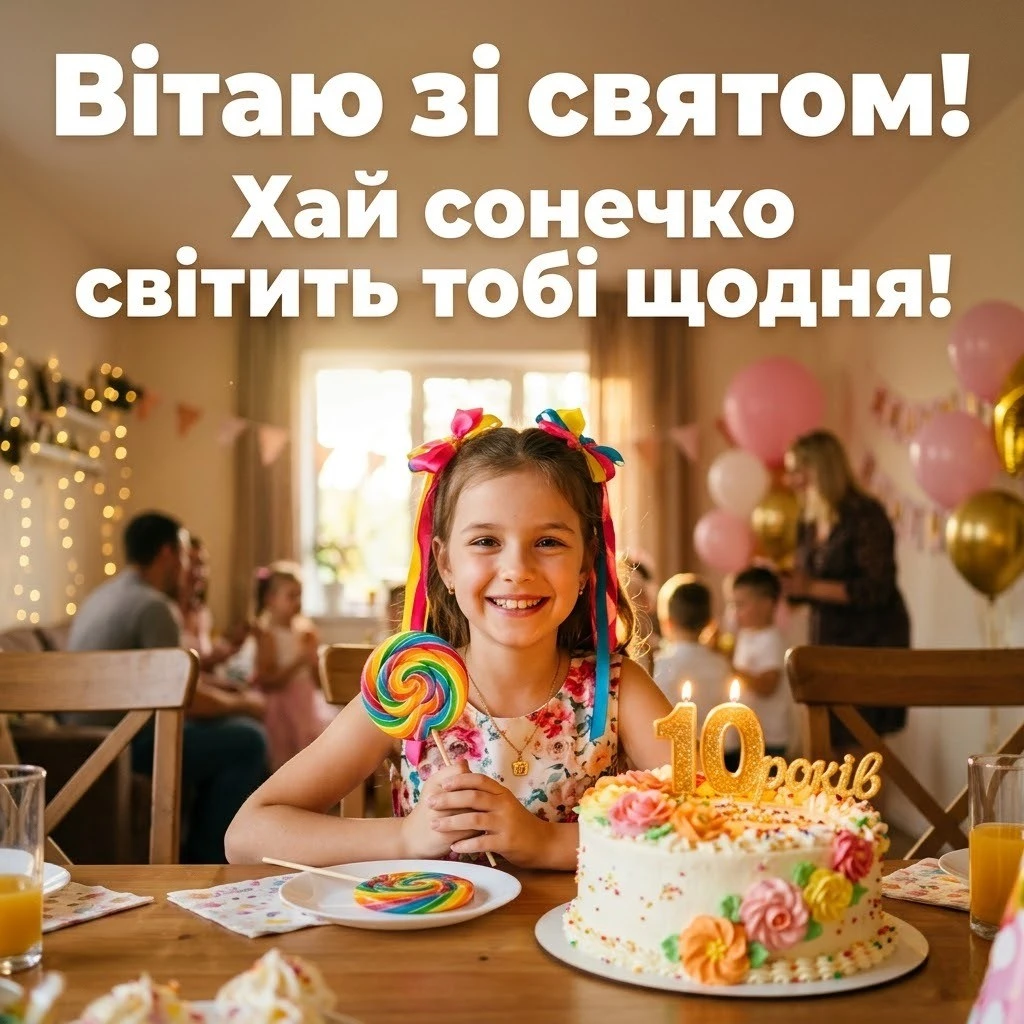 Чудові картинки з днем народження дівчинці на 10 років для соцмереж та месенджерів