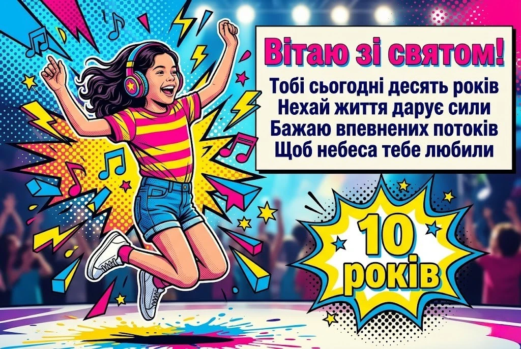 Чудові картинки з днем народження дівчинці на 10 років для соцмереж та месенджерів