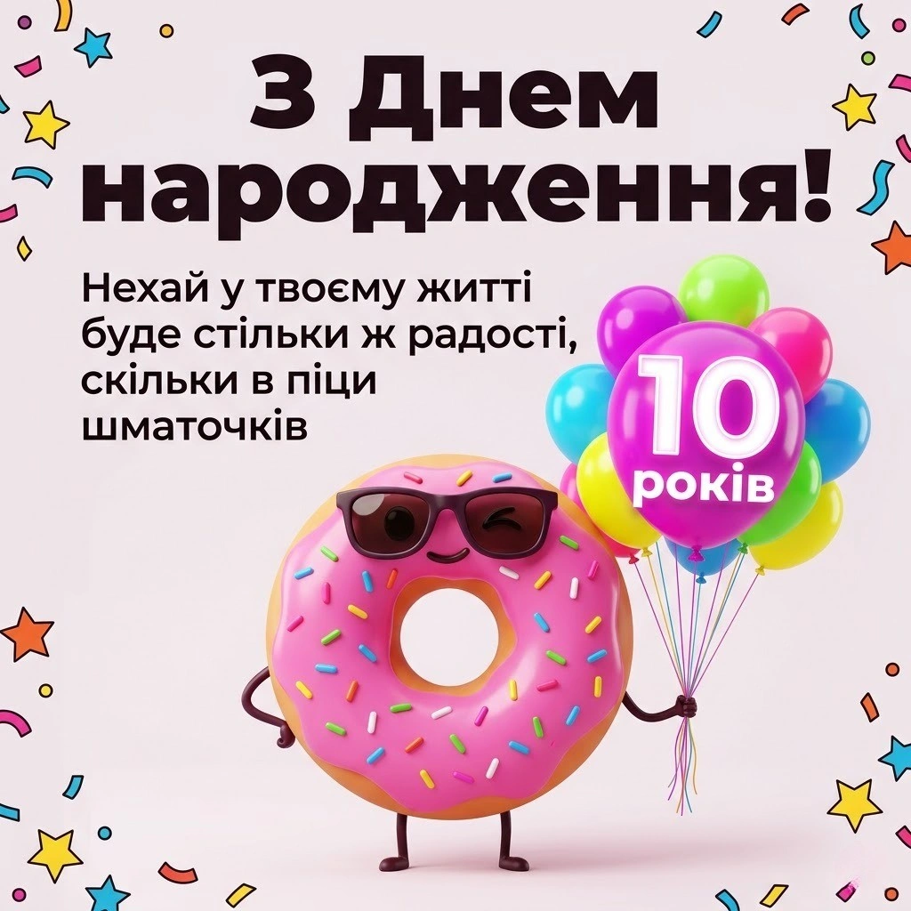 Чудові картинки з днем народження дівчинці на 10 років для соцмереж та месенджерів