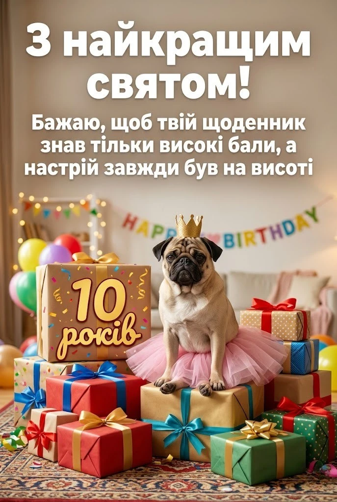 Чудові картинки з днем народження дівчинці на 10 років для соцмереж та месенджерів