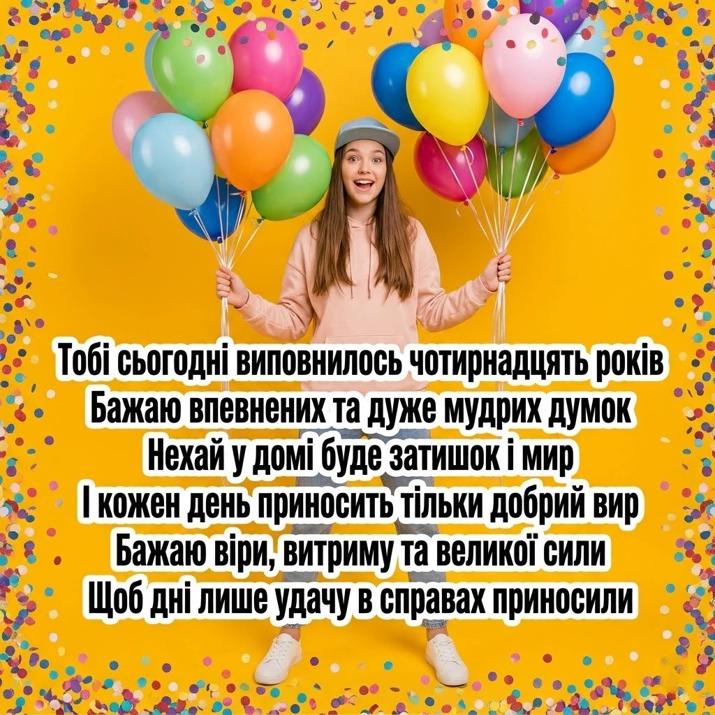 Сучасні та класичні привітання дівчинці з 14-річчям