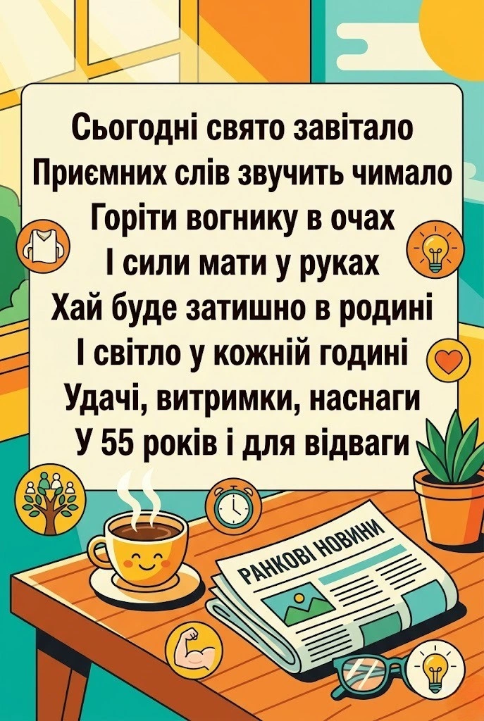 Привітання з 55-річчям для справжнього чоловіка: від колег до рідних