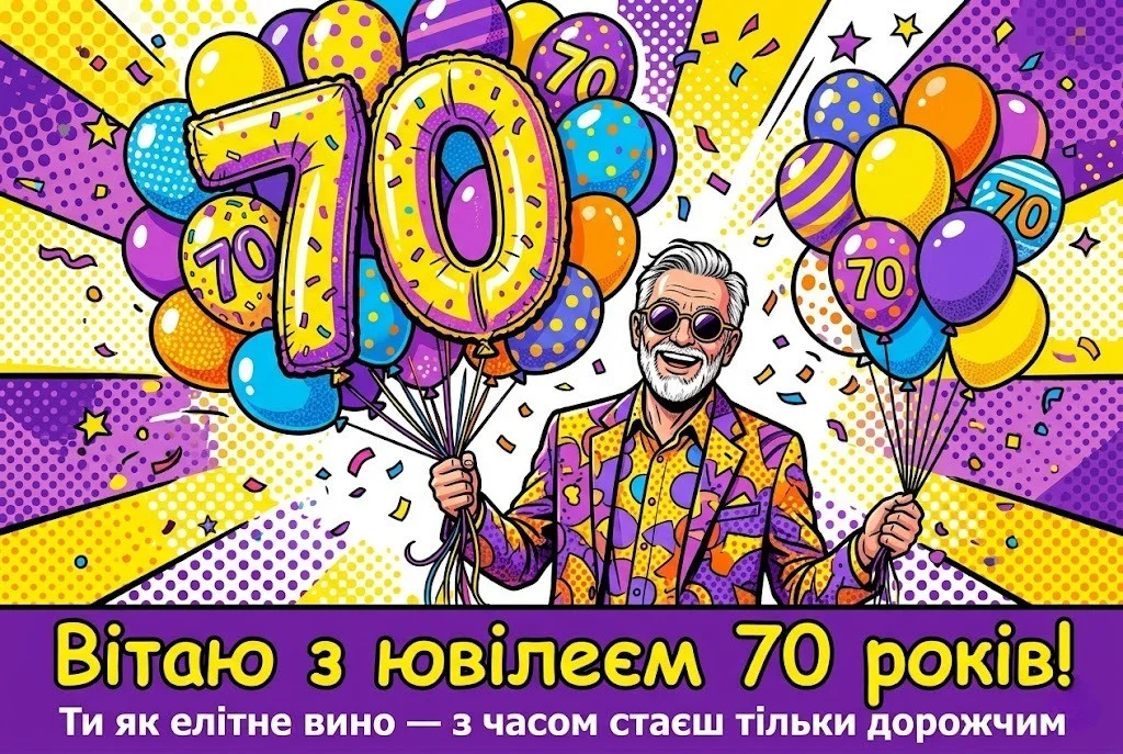 70 років — золота вершина: привітання для тата, дідуся та друга