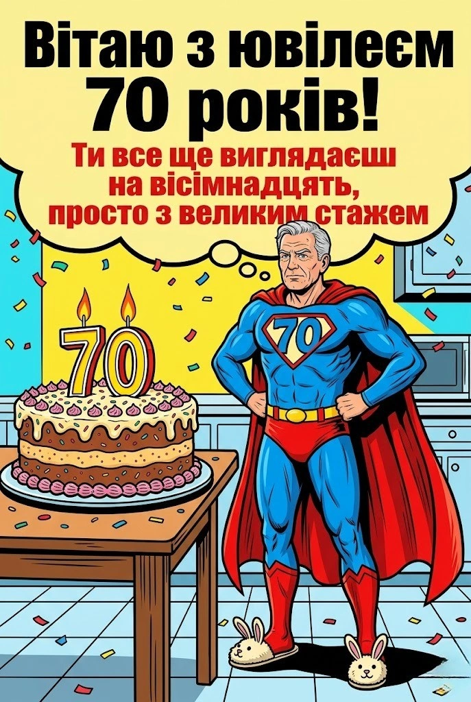 70 років — золота вершина: привітання для тата, дідуся та друга