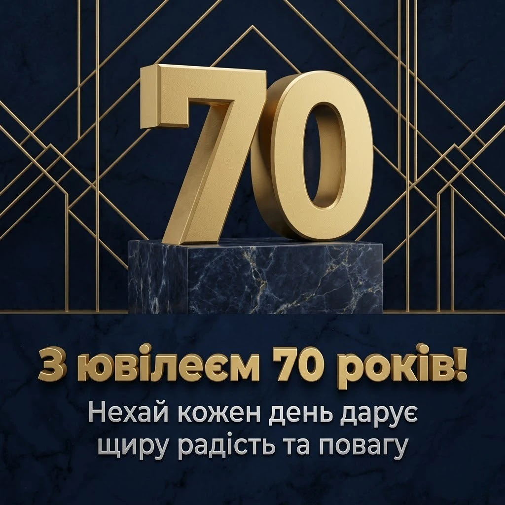 70 років — золота вершина: привітання для тата, дідуся та друга