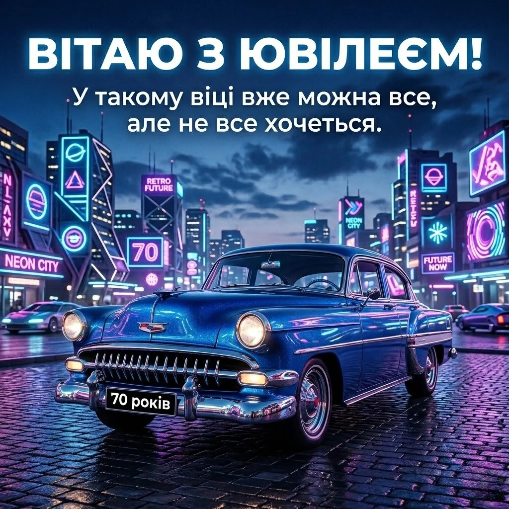 70 років — золота вершина: привітання для тата, дідуся та друга
