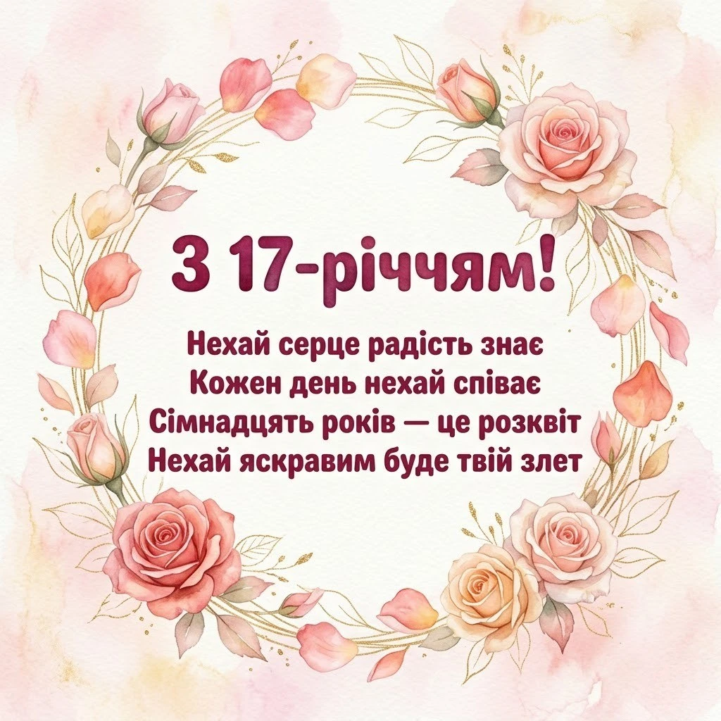 17 років — магічний вік: добірка привітань, що торкаються серця