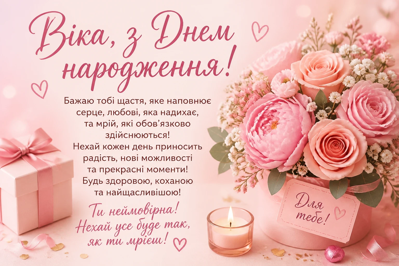 Привітання з днем народження для Віки
