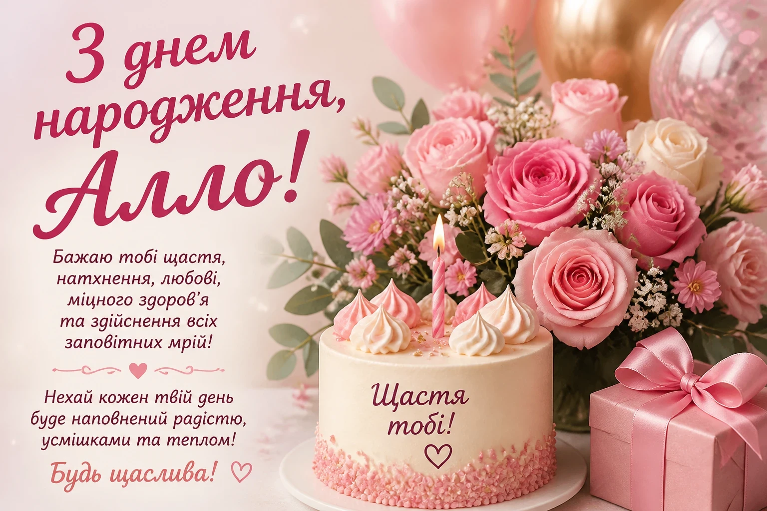 Привітання з днем народження Алло