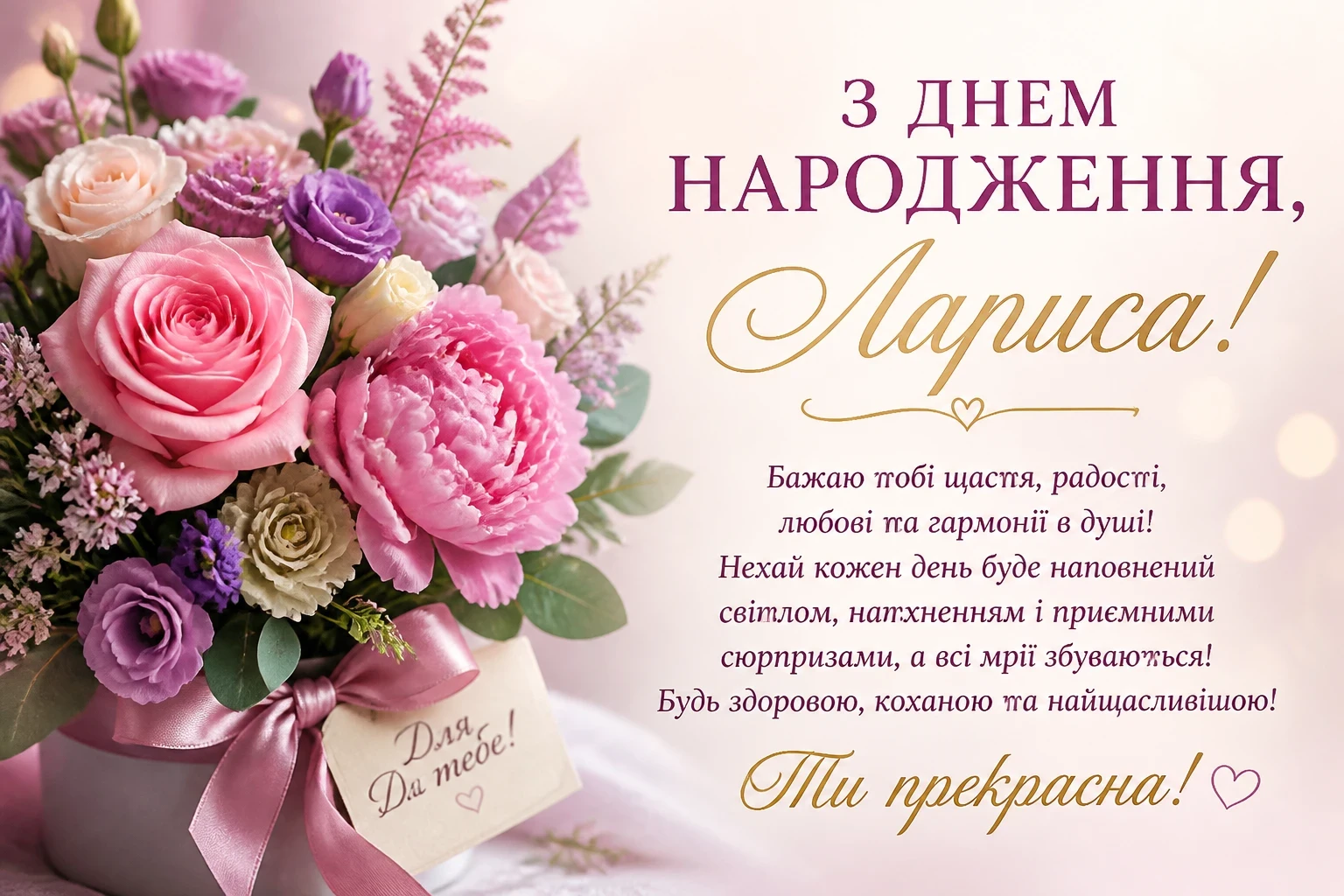 Привітання з днем народження для Лариси