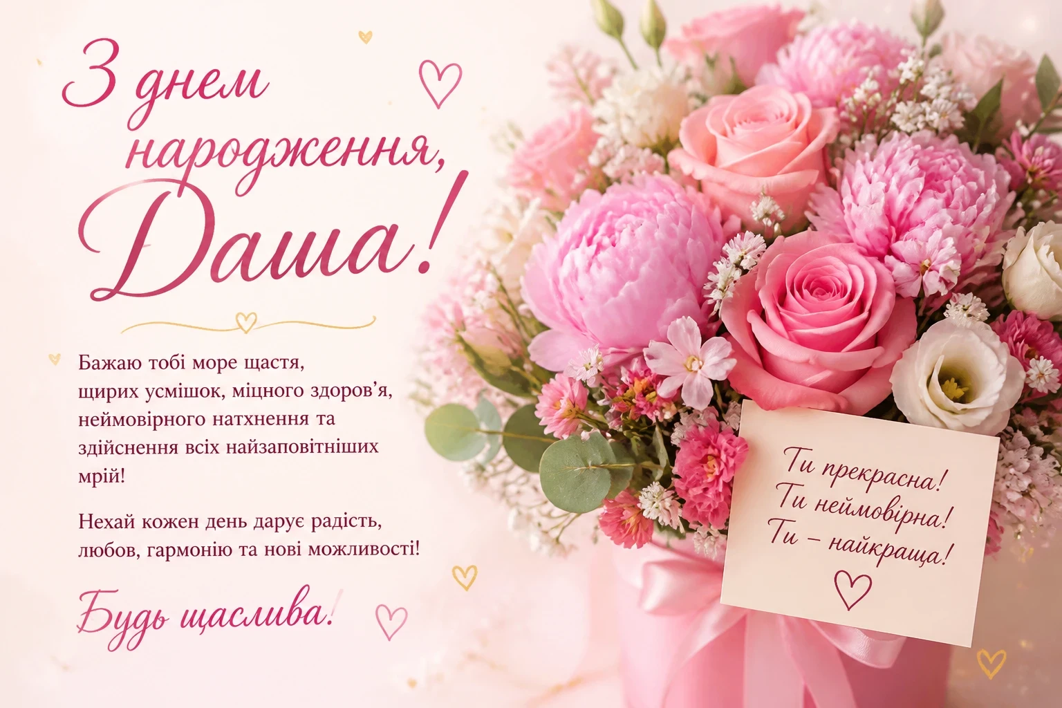 Привітання з днем народження для Даші