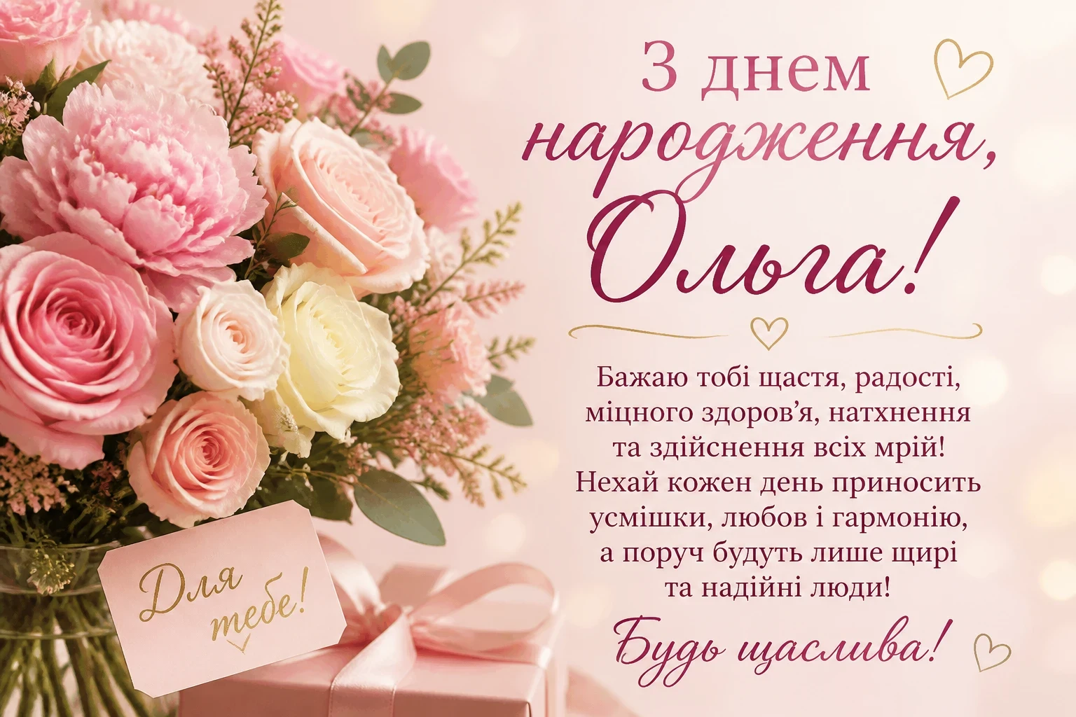 Привітання з днем народження для Ольги