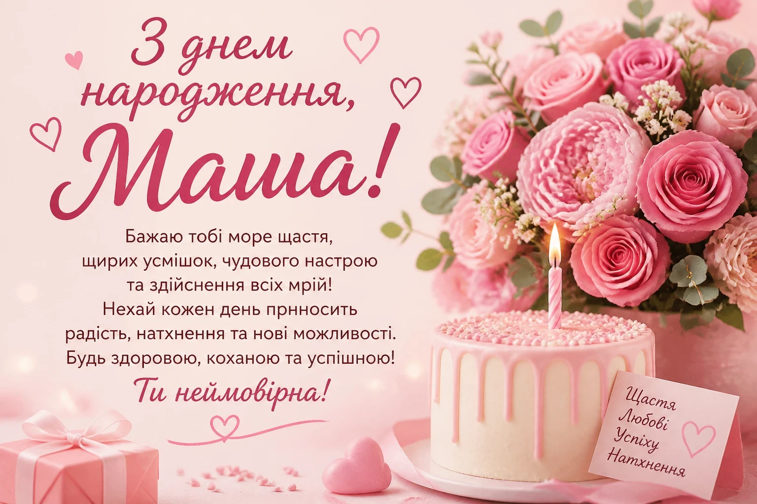 Привітання з днем народження для Маші