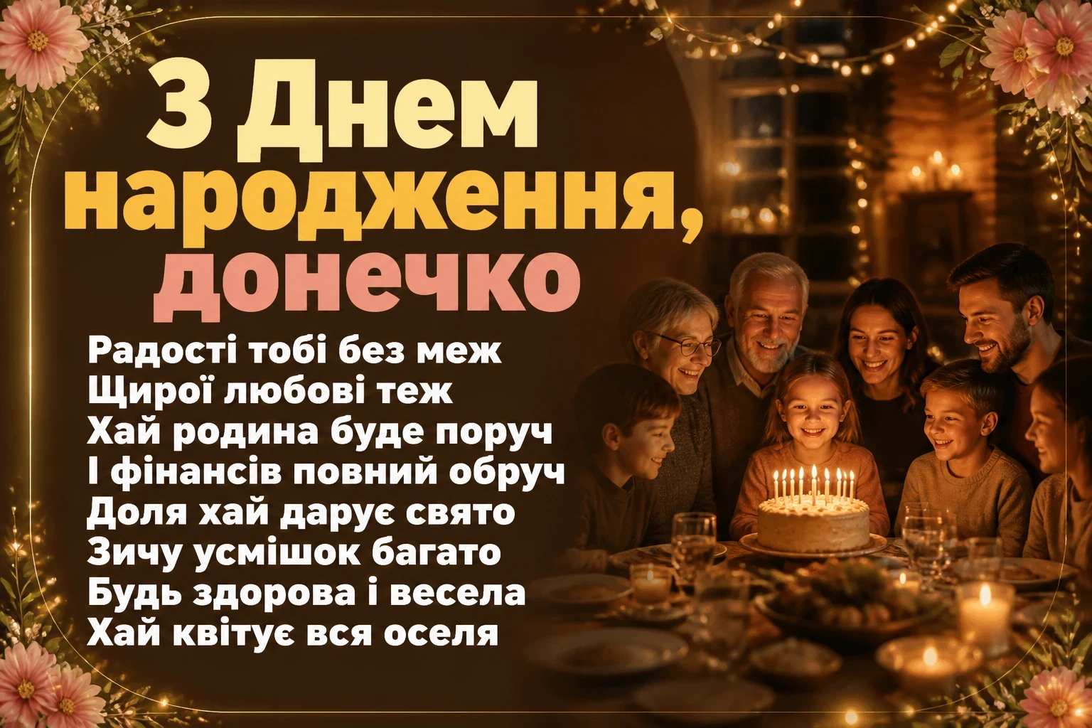 люба донечка з днем народження донечко