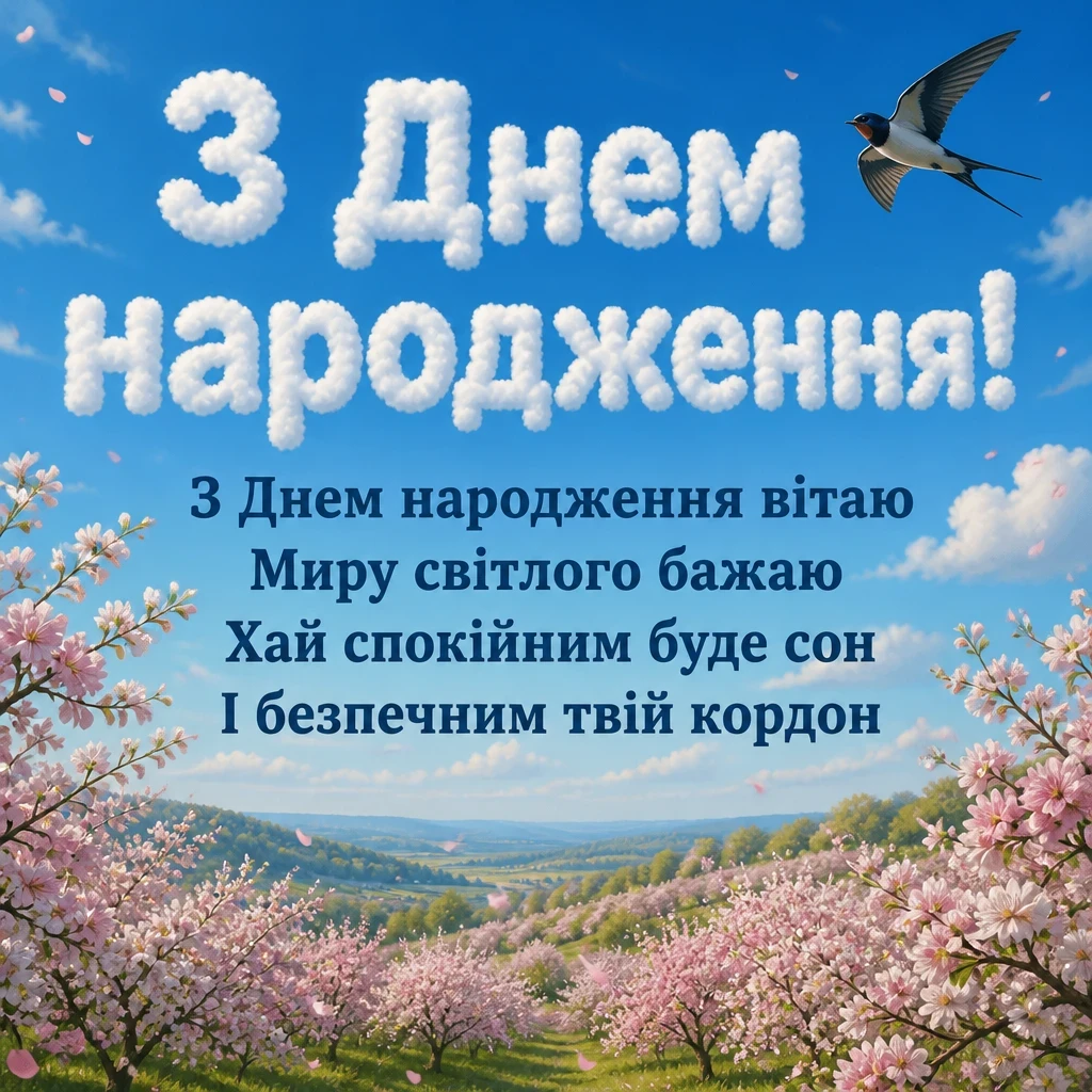 короткі привітання з днем народження мирного неба