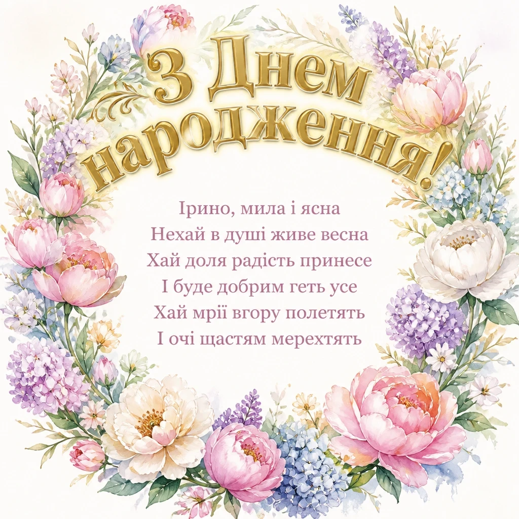 з днем народження ірина