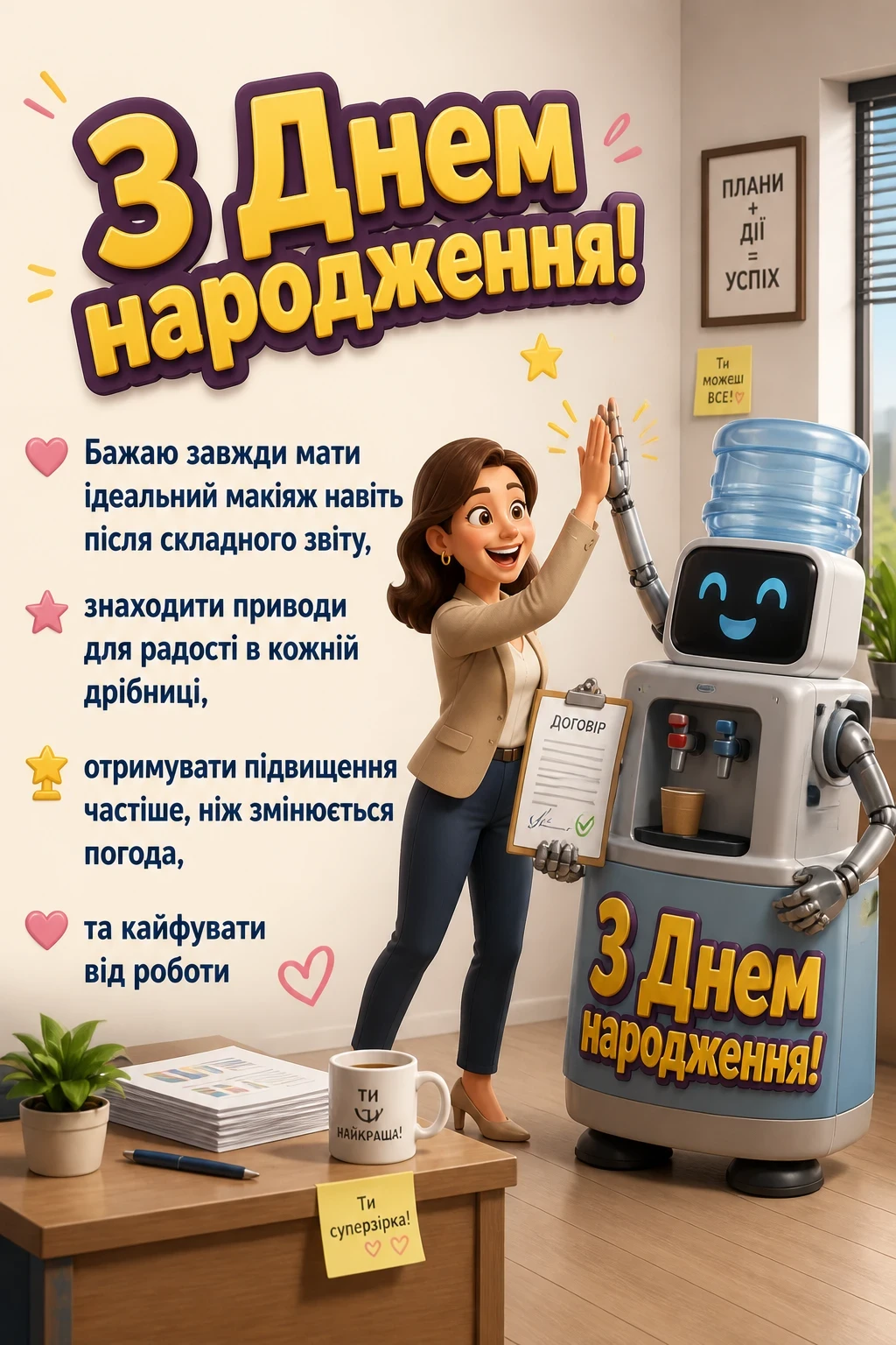 прикольні привітання з днем народження колезі жінці
